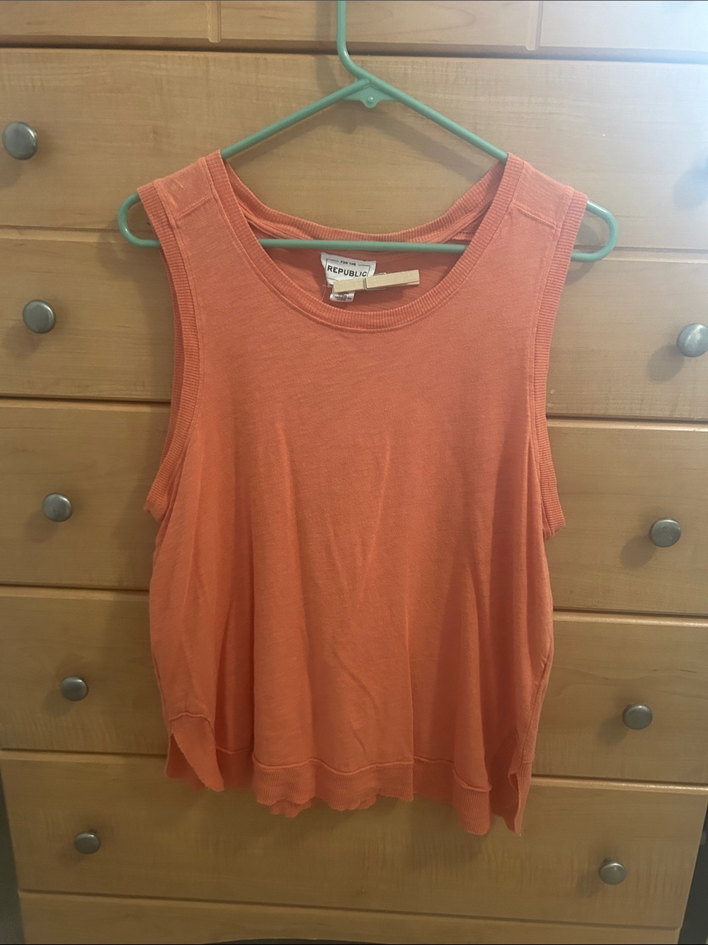 For the Republic Orange Sleeveless Cotton Tank Top